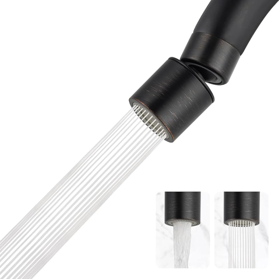 Faucet Aerator, Kitchen Sink Faucet Aerator, 2 Water Flow 360-degree Swivel Faucet Extender, 55/64 Inch Female Thread, Splash-Proof, Water Saving- Oil Rubbed Bronze